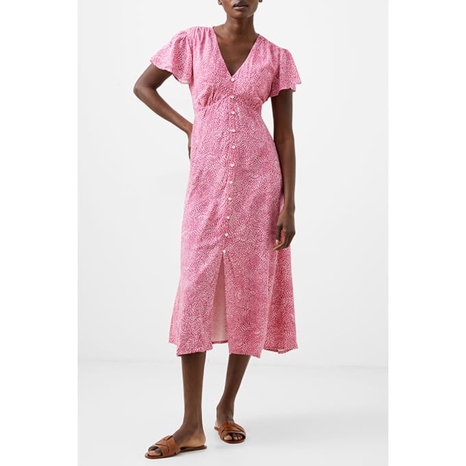 French Connection Bernice Button Thru Midi Sea Pink Maat: 8 | Blousejurken Outlet | Dames | Roze