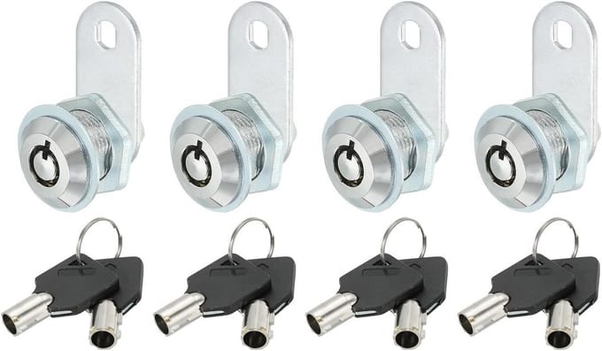 Kastslot met sleutel - 4 stuks Gelijksluitend Cam Lock Cilinder voor Deuren en Lades