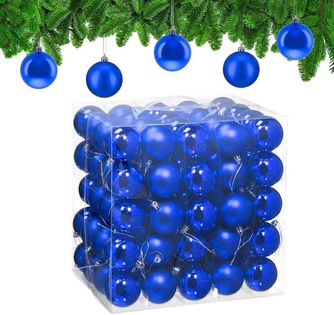 kerstballen set van 100 - Ø 6 cm - glanzend - mat - kunststof - blauw