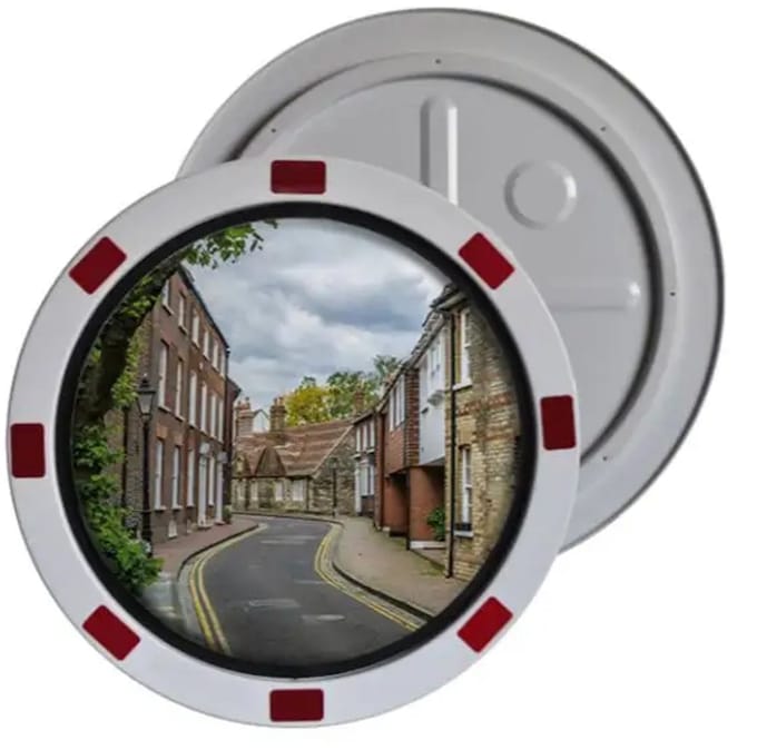 Verkeersspiegel rond - rood wit - RVS materiaal | 80 cm
