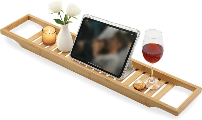 SAVI® Badplank - Badplank Voor in Bad - Badkussen - Bruin - ‎15cm x 74cm x 4cm