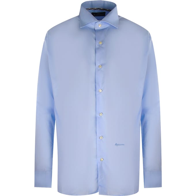 Aquascutum effen wit overhemd met logo en lange mouwen