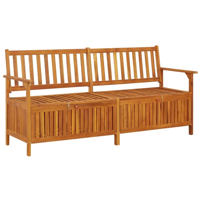 vidaXL - Opbergbankje - met - kussen - 170 - cm - massief - acaciahout