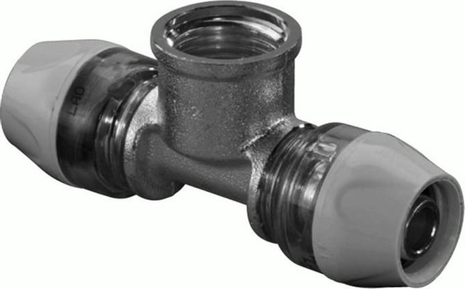 Uponor RTM T-Stuk Verlopend - Met Binnendraad 20 mm x 1/2" x 20 mm - Messing Koppeling