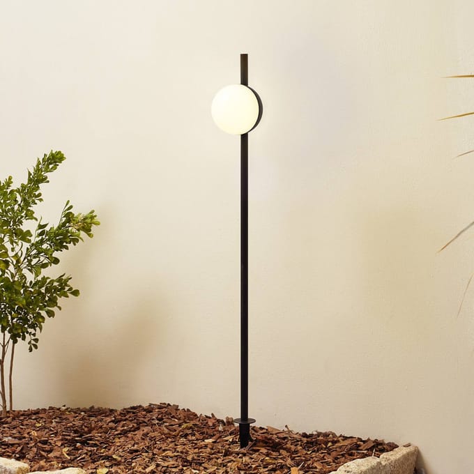 Lindby LED grondspies lamp Darleen, antraciet, metaal, Ø10cm