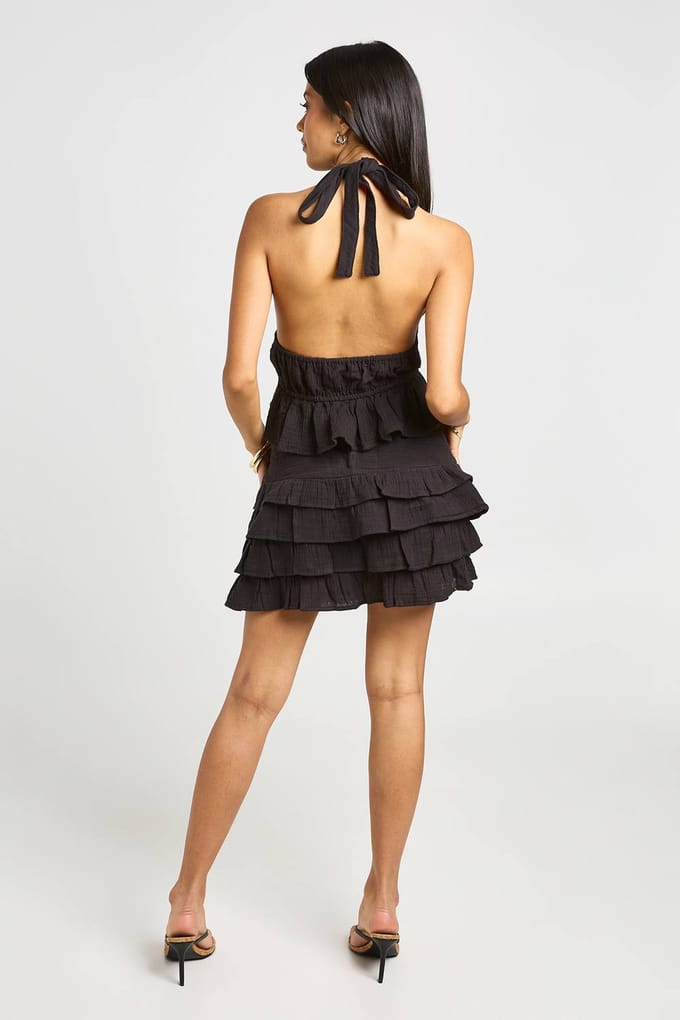 boohoo Dames Kaaslinnen Rara Minirok | Black | Maat: 16