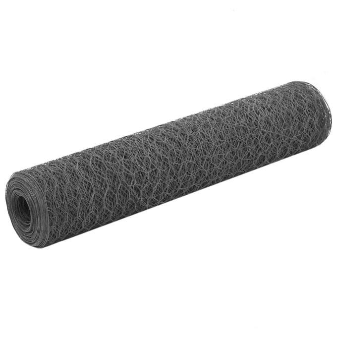 vidaXL - Kippengaas - 25x0,75 - m - staal - met - PVC - coating - grijs