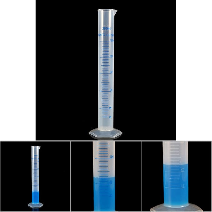 Maatcilinders Glas 250ml Plastic Maatcilinder gray