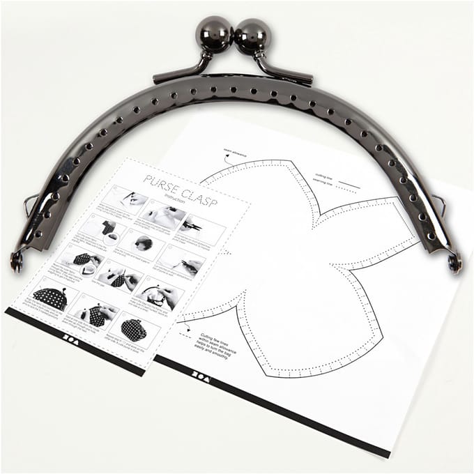Portemonnee gesp kit, afm 10 cm, antiek zilver, 1 stuk