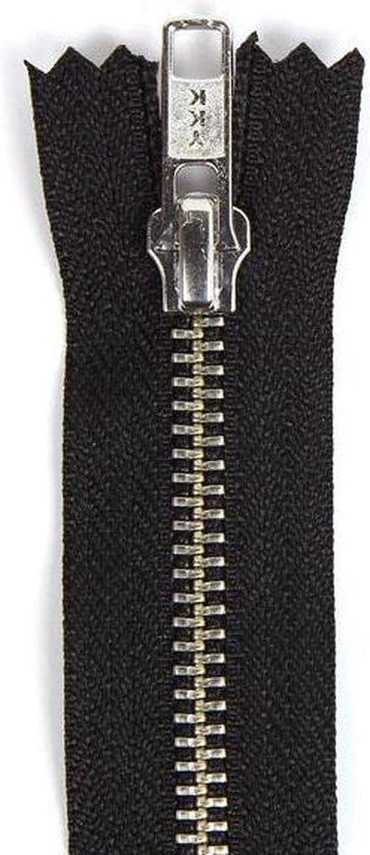 YKK broekrits nikkeltandjes, 18 cm, zwart niet deelbaar, Per Stuk.