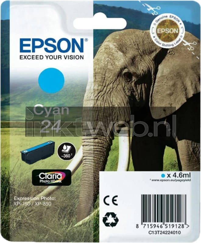 Epson T2422 nr. 24 inktcartridge cyaan (origineel)