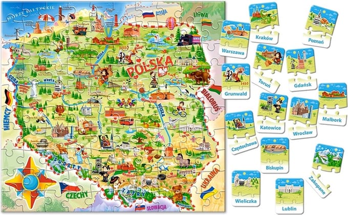 CASTORLAND Educatieve Puzzel Kaart van Polen