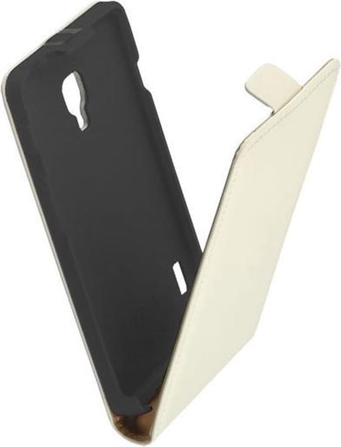 LELYCASE Flip Case Lederen Hoesje LG Optimus L7 2 Wit