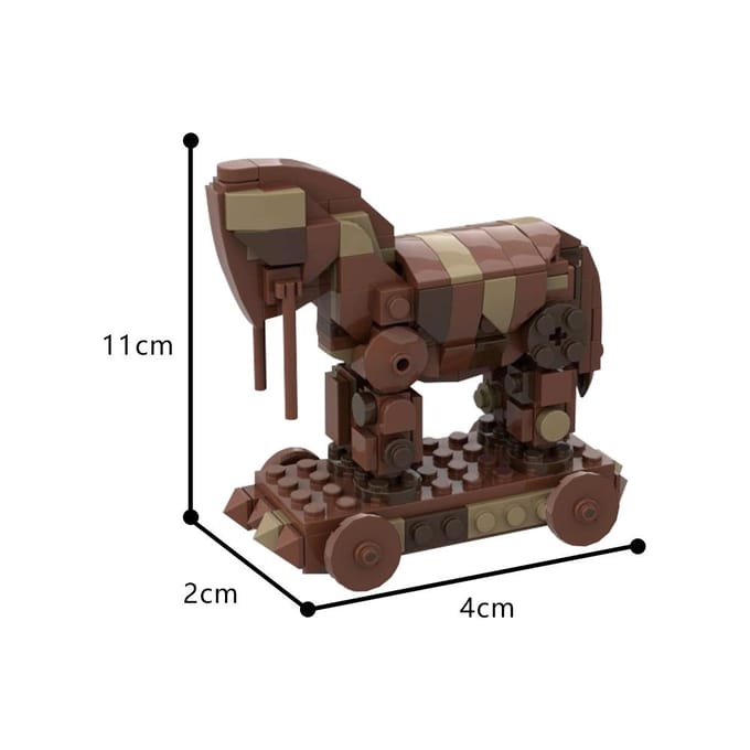 Gobricks MOC Museum Trojaans Paard Blokken Doureios Hippos Troje Bouwstenen Speelgoed Cadeau black