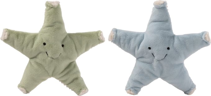 J-Line decoratie Zeester - polyester - muntblauw/groen - set van 2