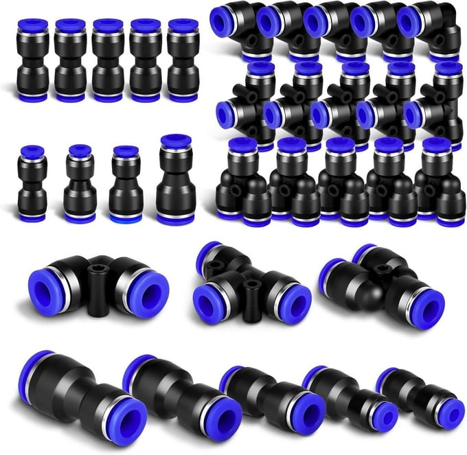 Pneumatische Verbindingen Set 8 mm - 24 stuks Kunststof Connectoren Recht/Hoek/Scheider/Verloopstekker