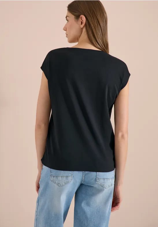 Shirt met overhangende schouders en V-hals