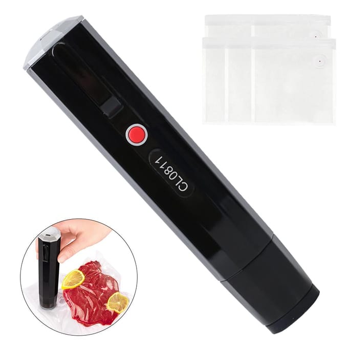 Handheld Vacuum Sealer Machine Draagbare USB Opladen Draadloze 2-in-1 Handmatige Handheld Vacuümpomp zwart