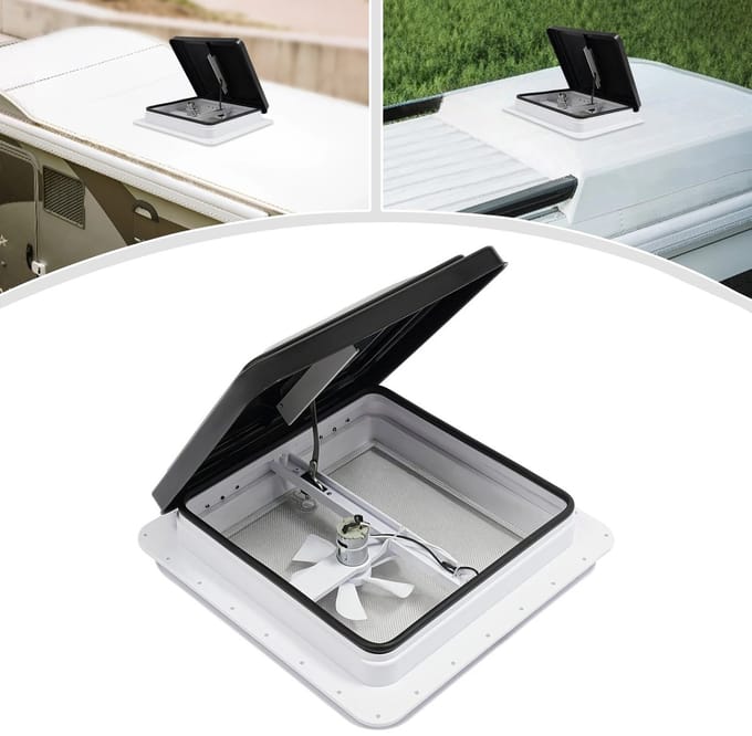 BRENZOOS - Dailygoods 420x420mm RV Dakventilatie Dakraam Vierkant Caravan Dakventilatie Push-pull Venster Camper Camper Ventilatie