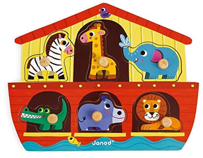 Houten Steekpuzzel Ark van Noach - 6 Delen voor Peuters