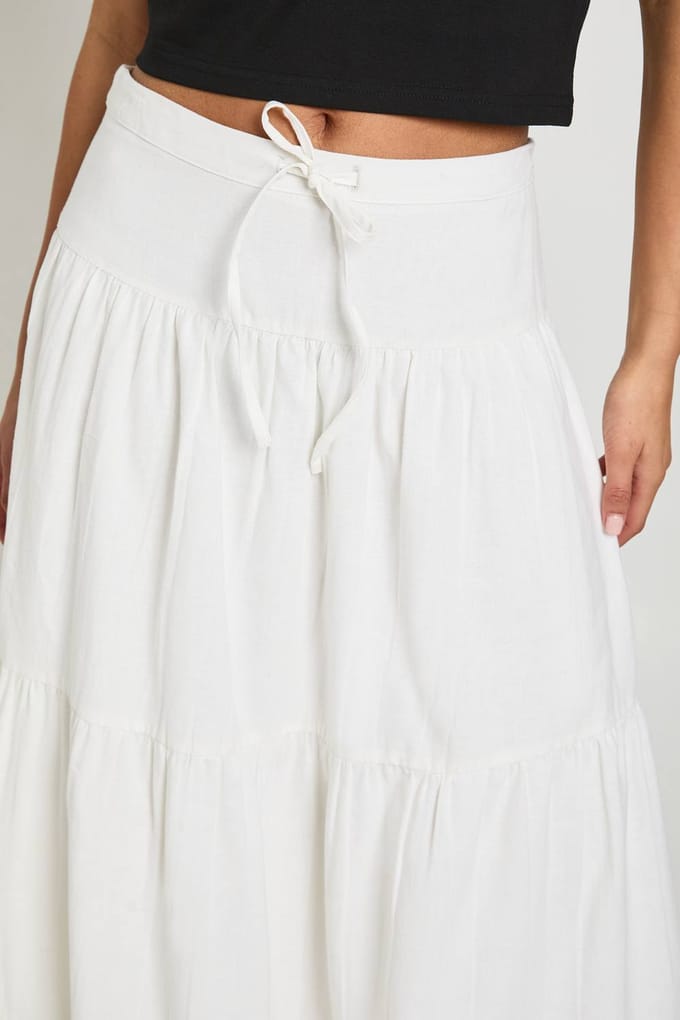 boohoo Dames Gelaagde Maxi Rok In Linnenlook | Ecru | Maat: 42