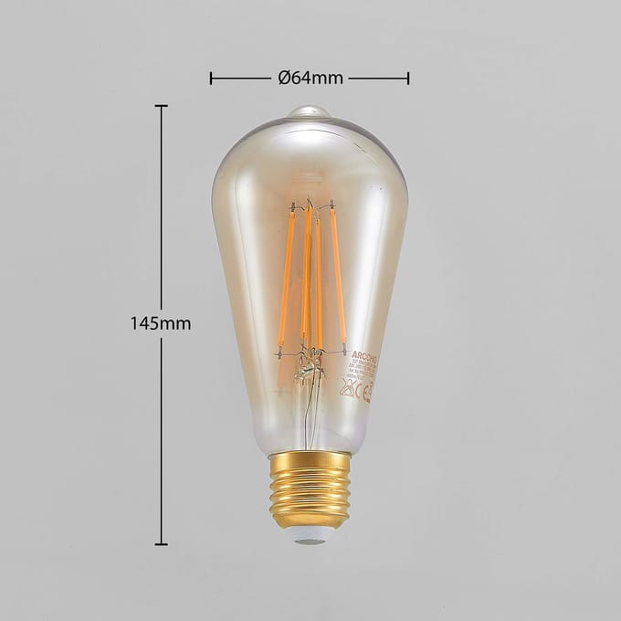 Arcchio LED lamp E27 ST64 6,5W 2.500K amber 3-traps dimmer