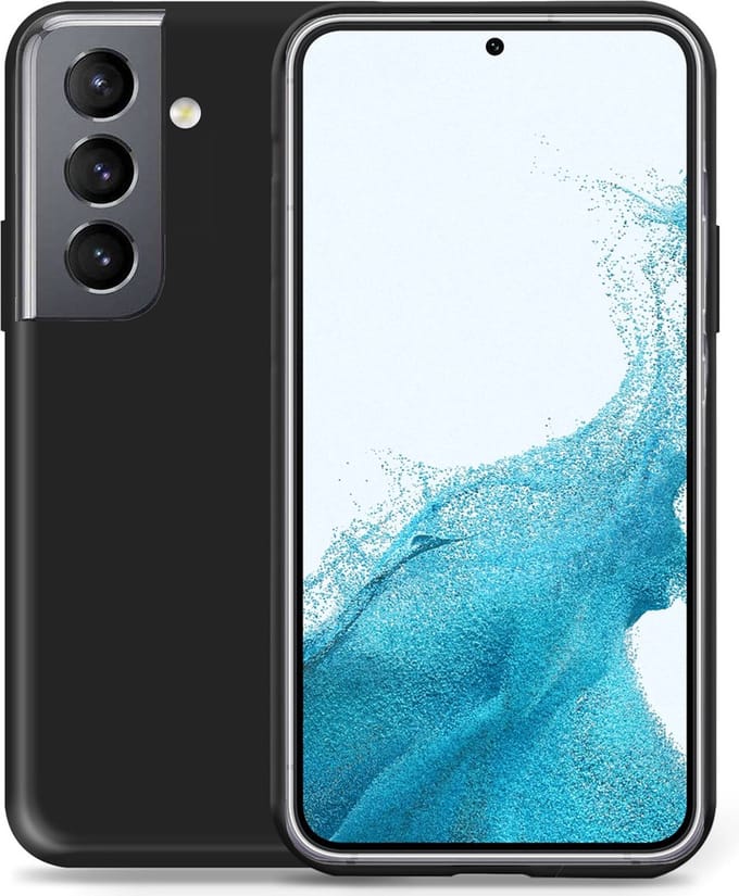Geschikt voor Samsung S22 Plus Hoesje - Suède Back Cover Case Zwart