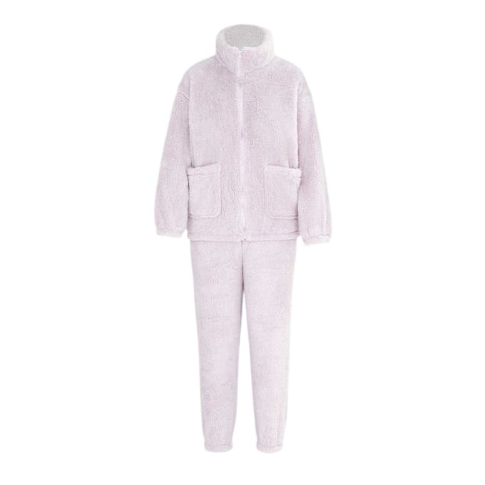 Miso Dames Sherpa Fleece Loungewear Set (Paars)