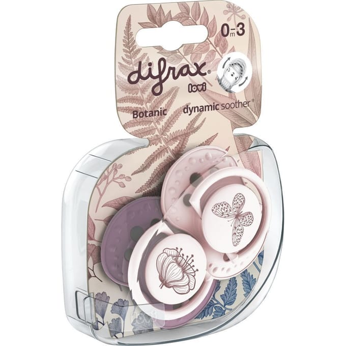 Difrax LOVI Fopspeen Dynamisch - Classy - 0 tot 6 Maanden - Roze & Paars - 2 Stuks