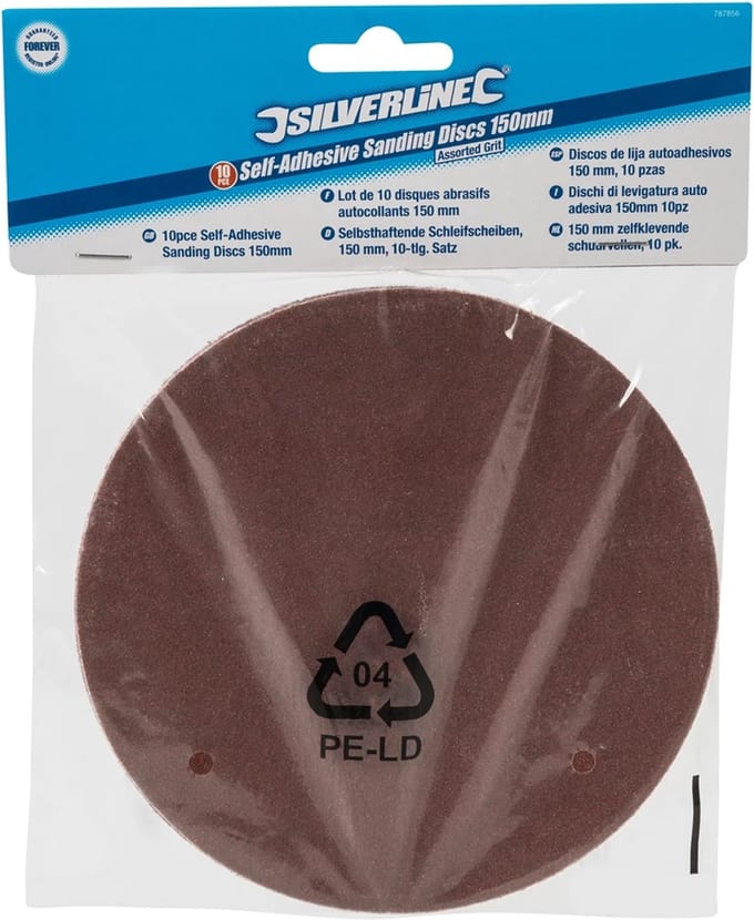 Silverline Zelfklevende schuurschijven - Ø 150 mm - 3 korrelmaten - set van 10 stuks