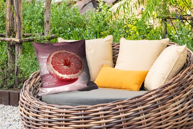 Buitenkussen - Grapefruit - Roze - Disco - Shiny - 45x45 cm - Weerbestendig