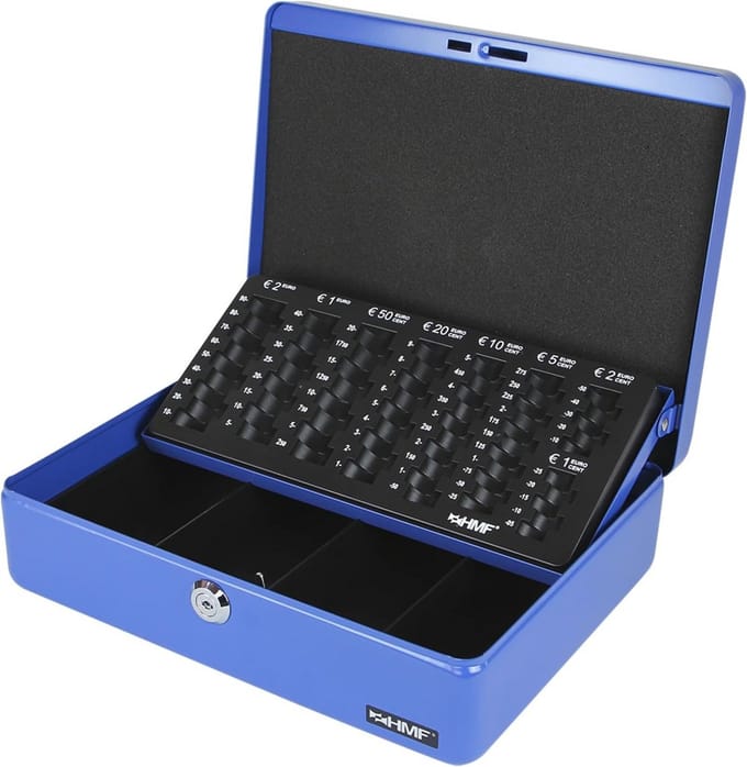 Premium Geldcassette voor Efficiënt Geldbeheer - 30 x 24 x 9 cm, Blauw