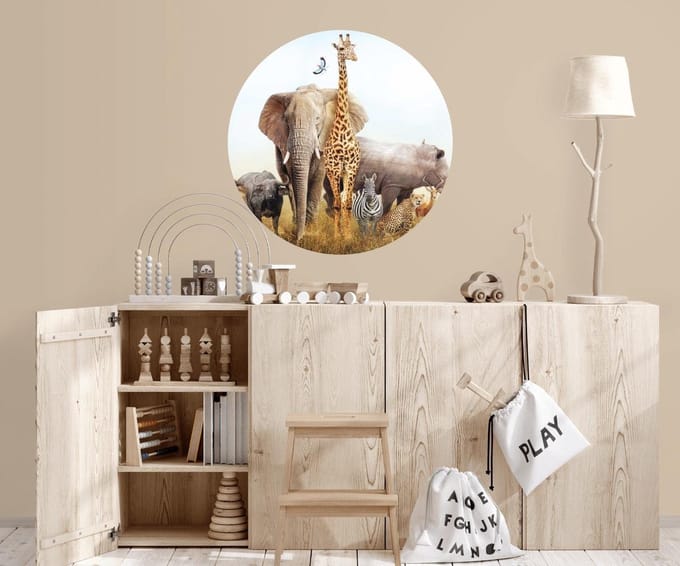 Behangcirkel 80cm Dieren op safari