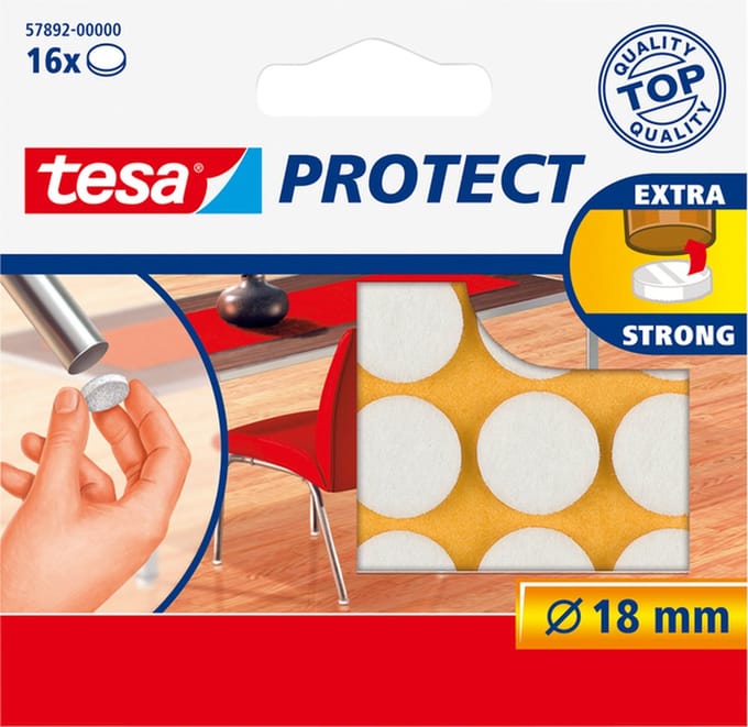 Beschermvilt tesa® Protect anti-kras Ø18mm wit 16 stuks