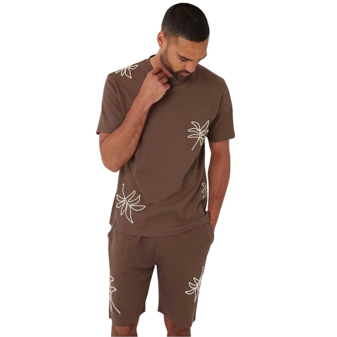 Threadbare Korte broek met bloemmotief heren (Mustang Bruin)