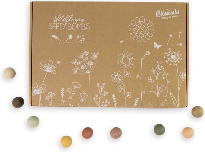 Blossombs Geschenkdoos groot (met 9 zaadbommetjes & jute zakje)