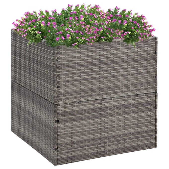 vidaXL - Plantenbak - 80x80x80 - cm - poly - rattan - grijs