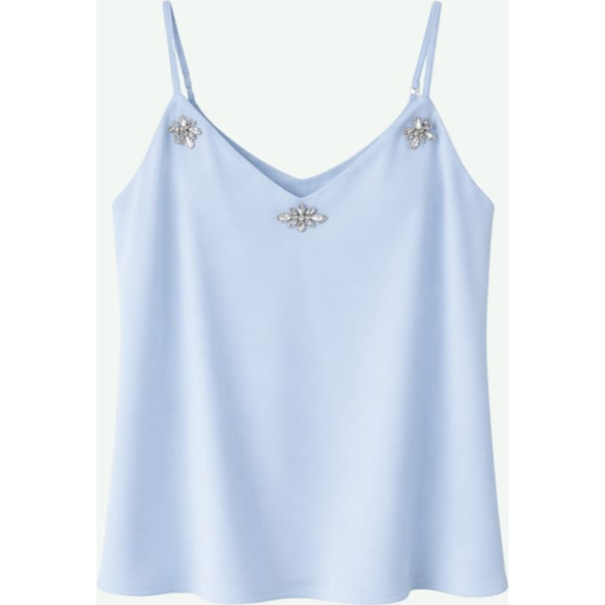 top met bandjes vrouw blauw