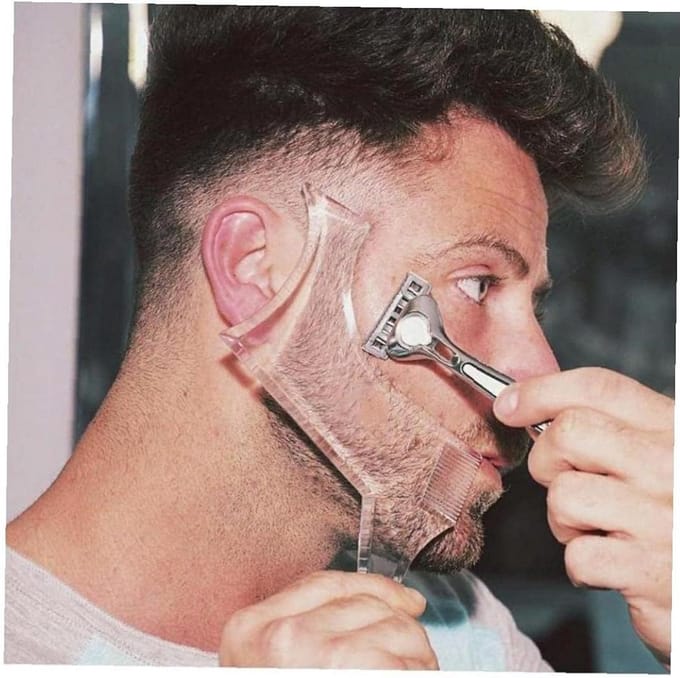 Baard Styling Kam - Vormgeven Sjabloon - Baard Trimmen - Transparant Ontwerp - 5 x 5 cm - Zwart