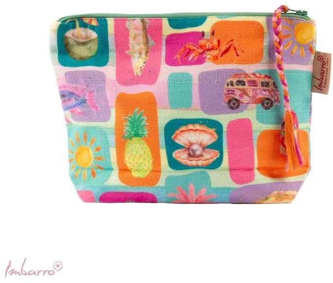 Imbarro - Pouch - Toilettas - Makeuptas - 100% katoen - Summer Breeze - 24x20cm