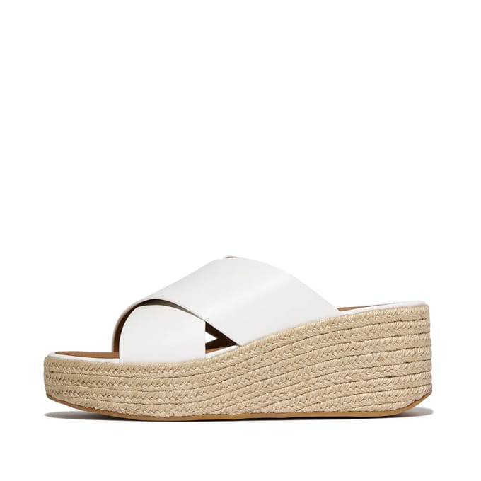 FitFlop Platfforms espadrille leather wedge cross slides
