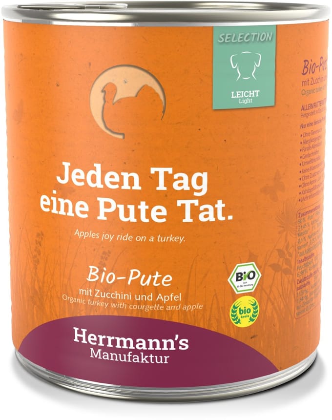Herrmann's Bio Light Honden Blikvoeding - Kalkoen met Courgette - 800 g