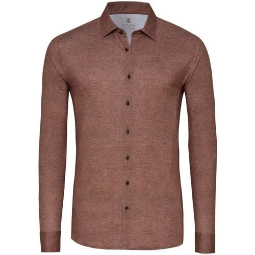 Desoto Overhemd Casual Kent Twill Pattern Mélange Bruin / male