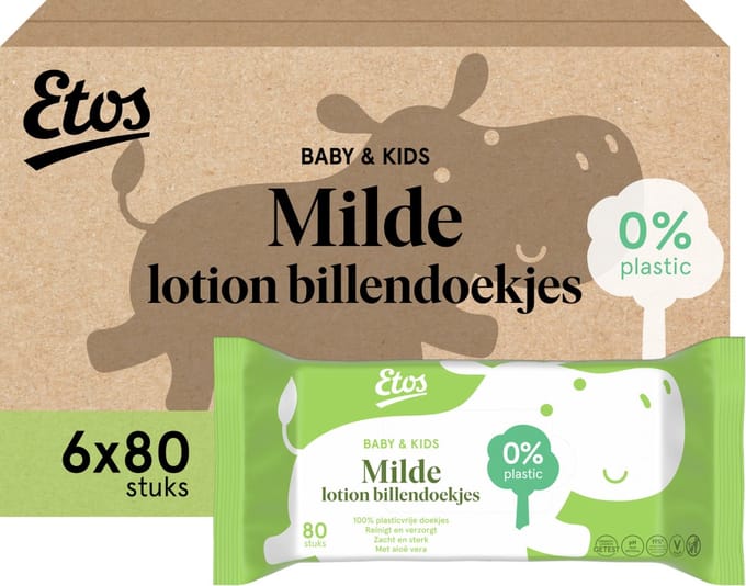 Etos Plasticvrije Billendoekjes - Baby - Mild - 480 stuks
