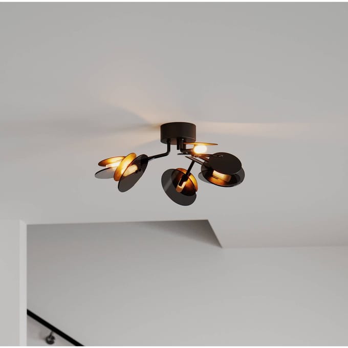 By Rydéns Turno plafondlamp, zwart 6-lamps