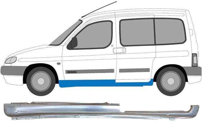 Volledige dorpel voor Peugeot Partner 1996-2008 / Links