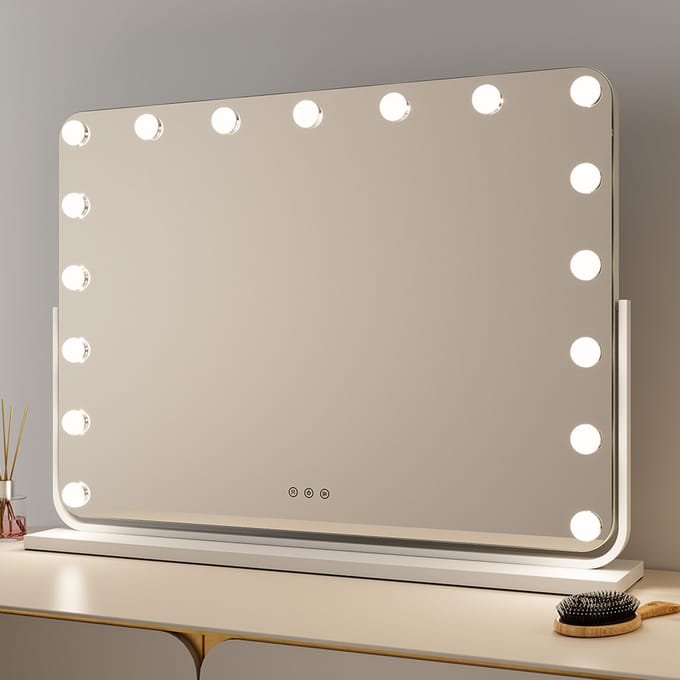 Milton & Oldbrook Hollywood Spiegel met Verlichting 77 x 56 cm Trofa Wit