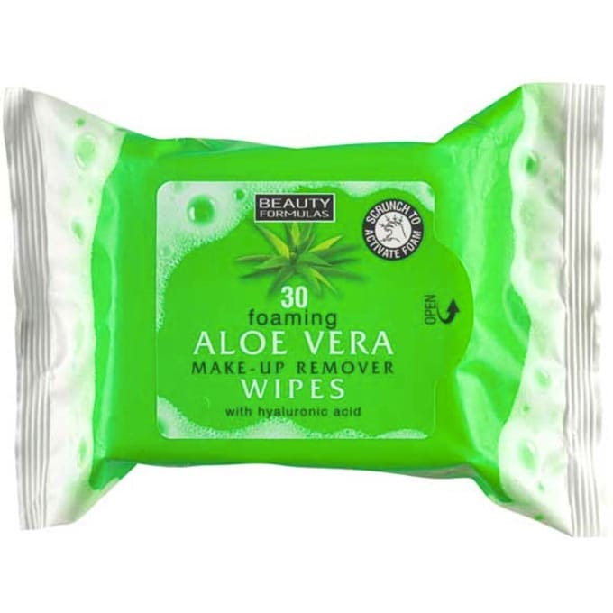 Beauty Formulas Foaming Aloe Vera Make-Up Remover Wipes 30 st