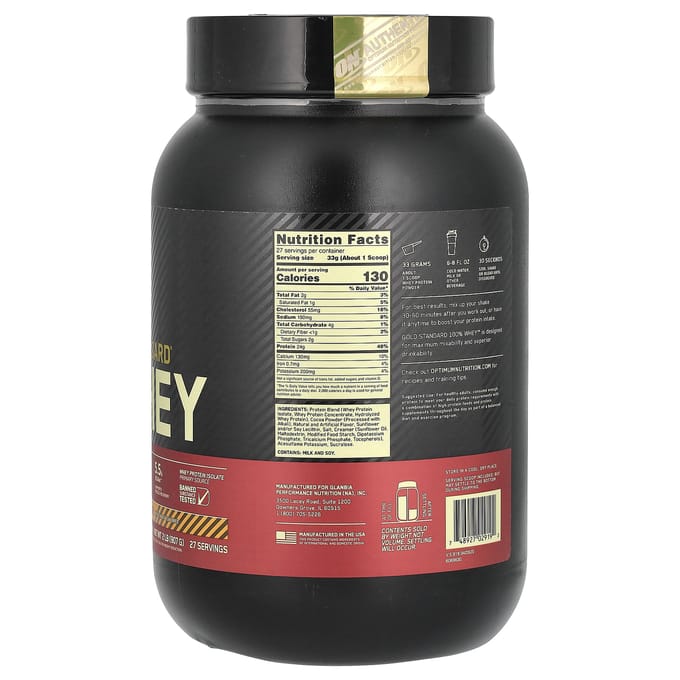 Optimum Nutrition, Gold Standard 100% Whey, Chocolat Beurre de Cacahuète, 2 lbs (907 g)