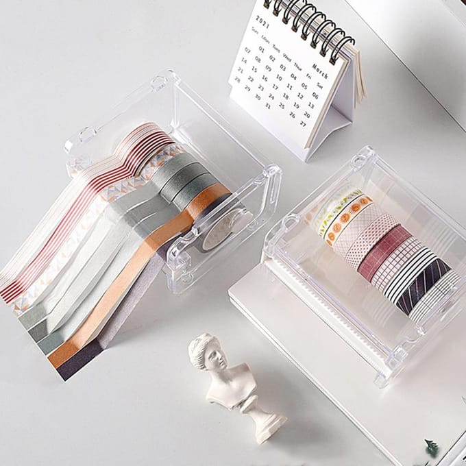 Masking Tape Cutter Washi Tape Storage Organizer Cutter Office Tape Dispenser gray